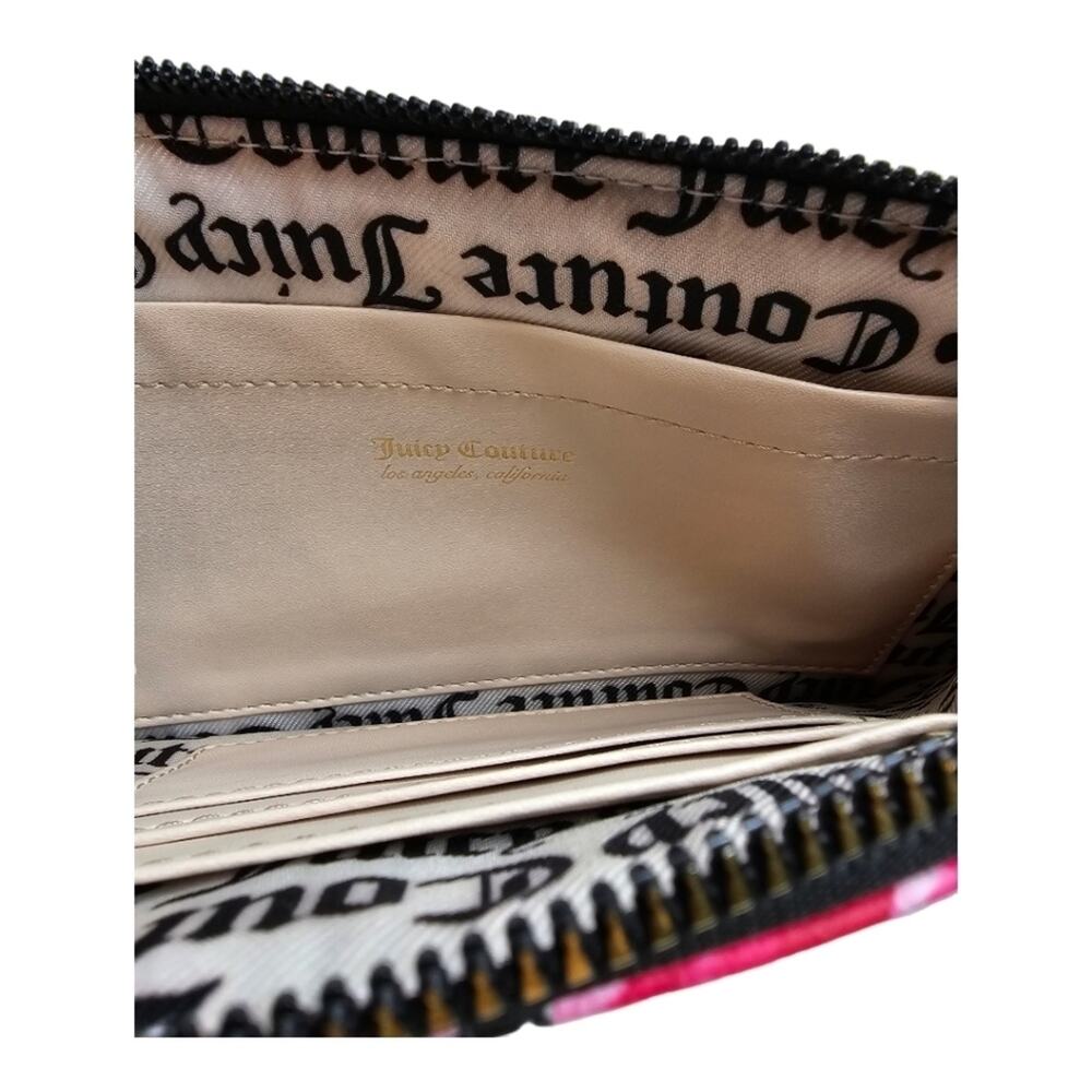 Juicy Couture Black Multi Rose Gothic Logo Stripe Wristlet - Picture 5 of 8